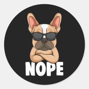 Adesivo Redondo Bulldog Frenchie Nope Dog Mãe Girls