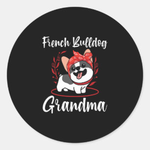 Adesivo Redondo Bulldog Grandma Dog Proprietário do Bulldog Francê