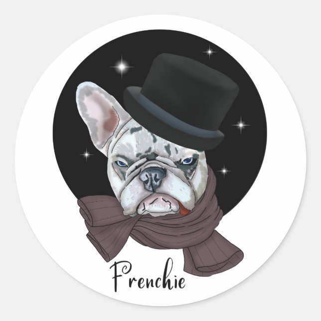 Adesivo Redondo Bulldog Handsome. Frenchie (Frente)