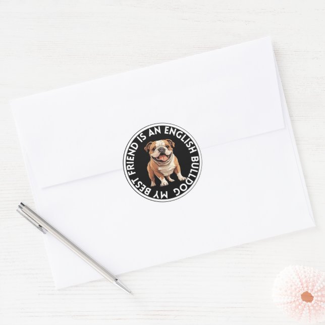 Adesivo Redondo Bulldog Inglês do Melhor Amigo (Envelope)