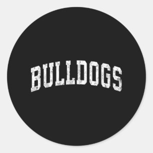 Adesivo Redondo Bulldog Mascot Vintage Athletic Sports Name Design