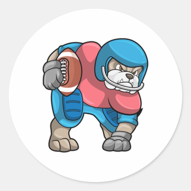 Adesivo Redondo Bulldog no Esporte com Futebol e Capacete (Frente)