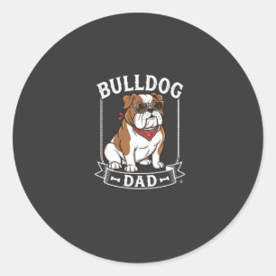 Adesivo Redondo Bulldog Pai Cachorro Óculos de Sol Bandana