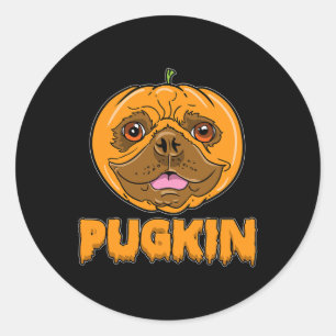 Adesivo Redondo Bulldog Pumpkin Frenchie Pugkin Halloween