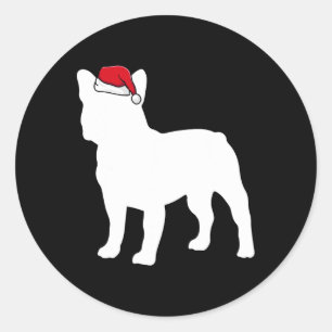 Adesivo Redondo Bulldog Santa Hat Natal Pajama Cute Dog X-mas
