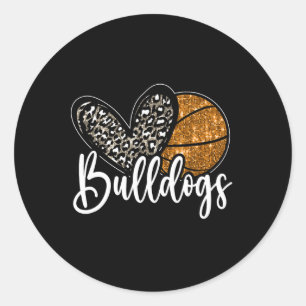 Adesivo Redondo Bulldogs Sketll Espírito Escolar Mascote Bulldogs
