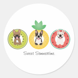 Adesivo Redondo Bulls Franceses Em Fluxos De Piscina De Fruta