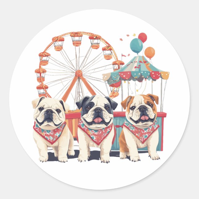 Adesivo Redondo Bulls Ingleses Num Carnaval (Frente)