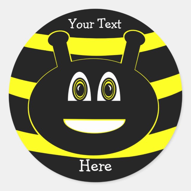 Adesivo Redondo Bumble Bee Insetos Feliz Smile Stickers (Frente)