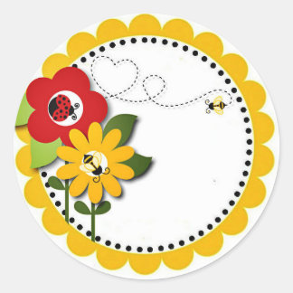 Adesivo Redondo Bumble Bee Lady Bug Party Birthday Chá Stickers