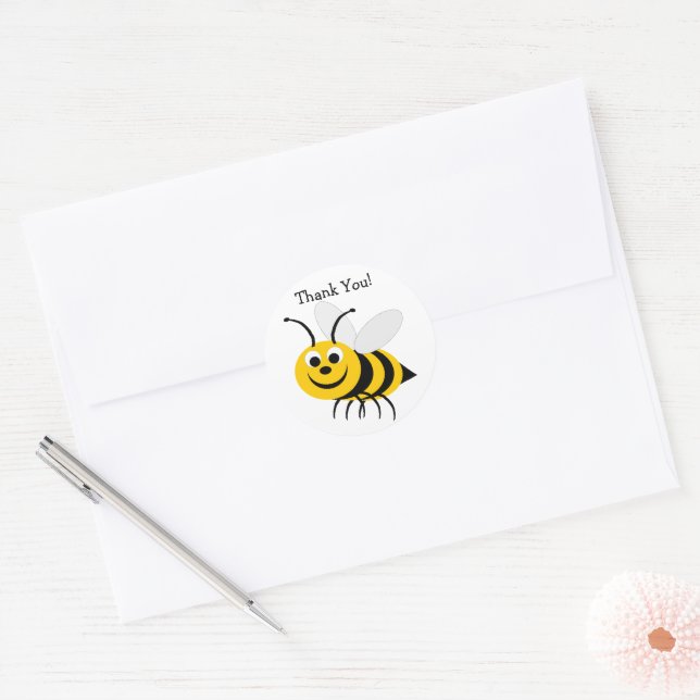 Adesivo Redondo Bumble Bee Obrigado Sticker (Envelope)