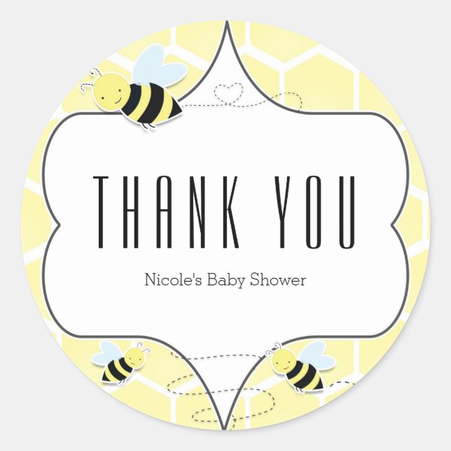 Adesivo Redondo Bumble Bee Party Favor Stickers (Frente)