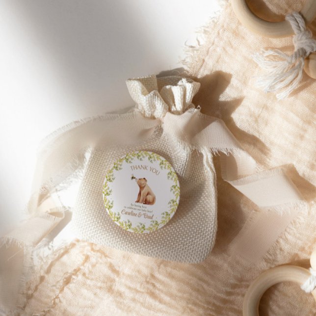 Adesivo Redondo Bumblebee bebê urso chá obrigado você (Criador carregado)