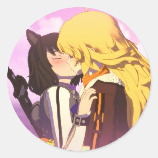 Adesivo Redondo Bumbleby Kiss Yang Xiao Long e Blake Belladonna