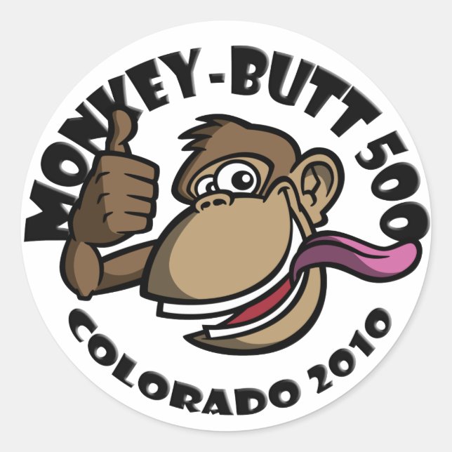 Adesivo Redondo Bumbum Macaco 500 - Colorado 2010 - Sticker - Pret (Frente)