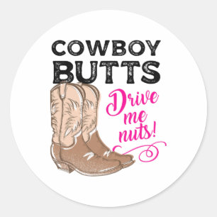 Adesivo Redondo Bumbuns De Cowboy Levam-Me Loucos Para Cowgirl Oci