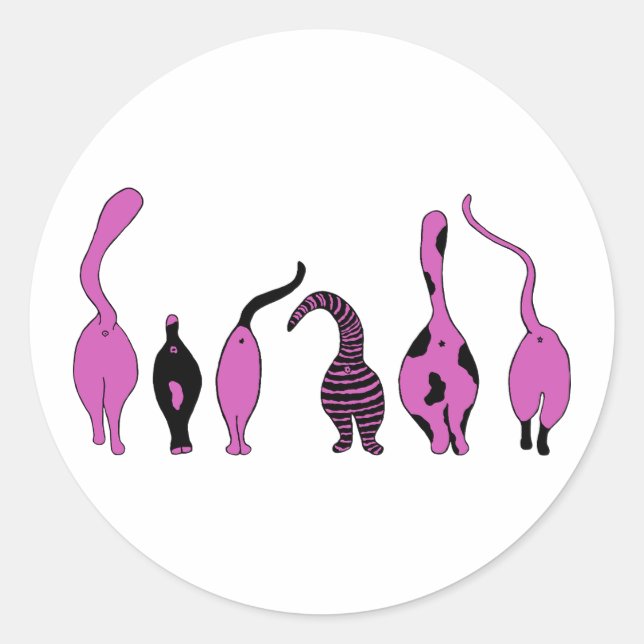 Adesivo Redondo Bumbuns de Gato Roxo (Frente)