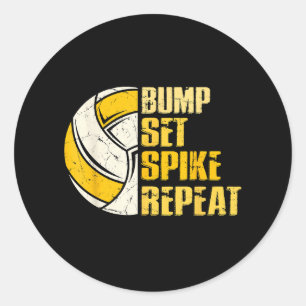 Adesivo Redondo Bump Set Spike Repete Voleibol Engraçado