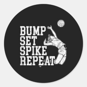 Adesivo Redondo Bump Set Spike Repita Treinador de Jogador de Vole