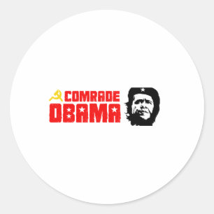 Adesivo Redondo Bumpersticker - Camarada Obama vermelho