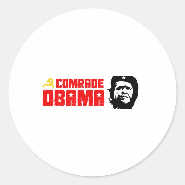 Adesivo Redondo Bumpersticker - Camarada Obama vermelho (Frente)