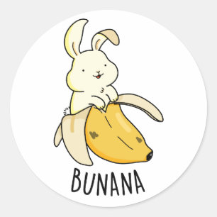Adesivo Redondo Bunana Cute Bunny Em Um Canhão De Banana