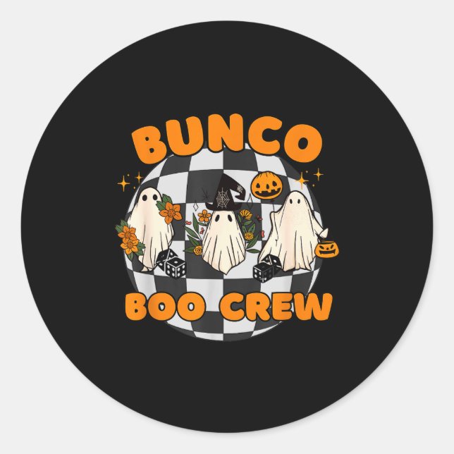 Adesivo Redondo Bunco Boo Crew Bunco Halloween Dice  (Frente)