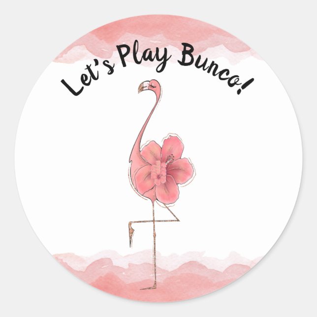 Adesivo Redondo Bunco Bunko Pink Tropical Flamingo (Frente)