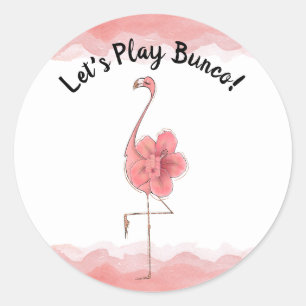 Adesivo Redondo Bunco Bunko Pink Tropical Flamingo