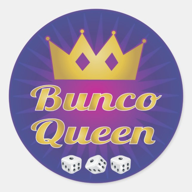 Adesivo Redondo Bunco Queen Crown e Dice (Frente)