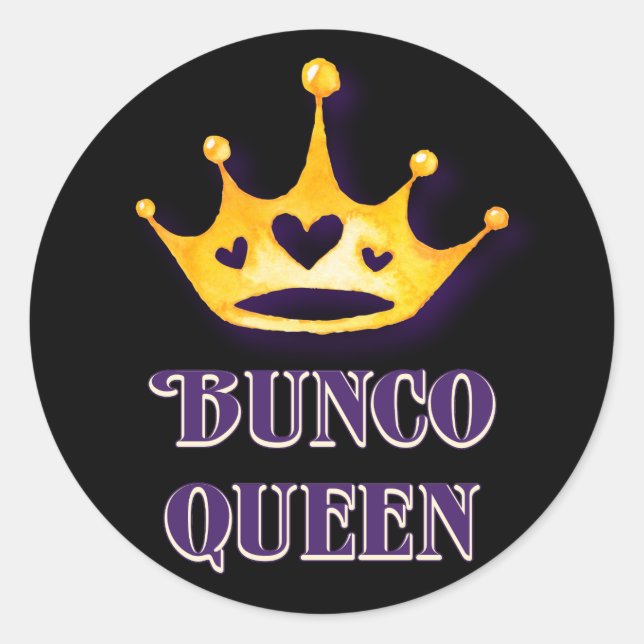 Adesivo Redondo Bunco Queen Crown Party Puro Black (Frente)