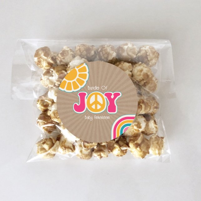 Adesivo Redondo Bundle Joy Peace Hot Pink Brown Chá de fraldas Hip (Criador carregado)