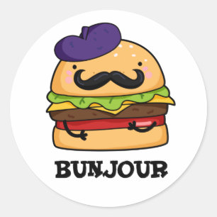 Adesivo Redondo Bunjour Cute French Burger Bun PUn