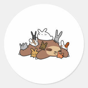 Adesivo Redondo Bunnies e Sloth