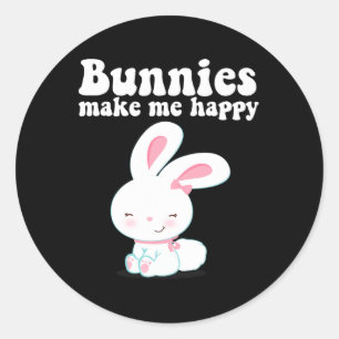 Adesivo Redondo Bunnies Me Faz Feliz Garota Garota Garota Mãe Boni