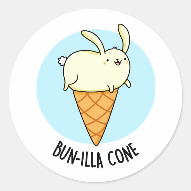 Adesivo Redondo Bunnilla Cone Funny Bunny Vanilla Sorvete (Frente)