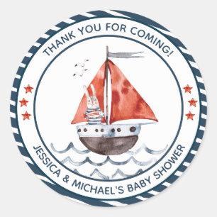 Adesivo Redondo Bunny Ahoy É um Rapaz Náutico