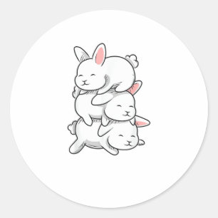 Adesivo Redondo Bunny Animal - Coelho Engraçado Pet Kawaii