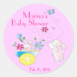 Adesivo Redondo Bunny Baby Personalizado Chá de fraldas Stickers
