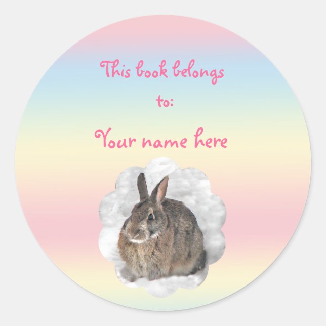 Adesivo Redondo Bunny Bookplate (Frente)