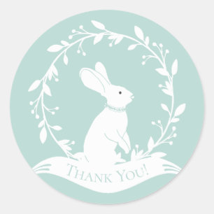 Adesivo Redondo Bunny Chá de fraldas Obrigado Favor Sticker