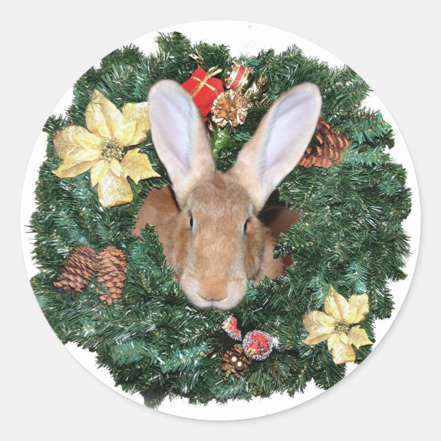 Adesivo Redondo Bunny Christmas (Frente)