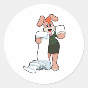 Adesivo Redondo Bunny como Secretário com Papel