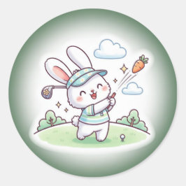 Adesivo Redondo Bunny Golfer Esportivo Fofo Kawai
