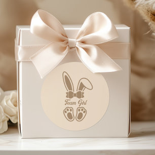Adesivo Redondo Bunny Light Beige Gender Reveal Team Girl