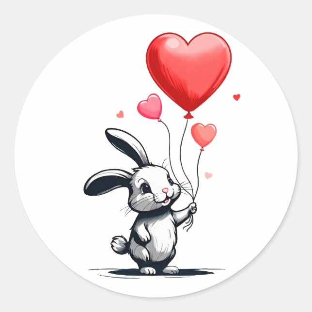 Adesivo Redondo Bunny Love Balloons (Frente)