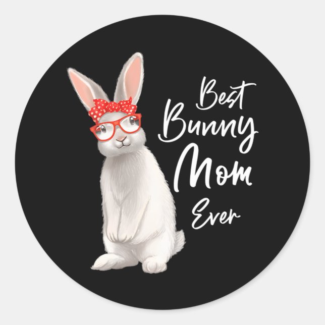 Adesivo Redondo Bunny Mãe Coelho Mãe Mãe Melhor Mãe Coelhinha (Frente)