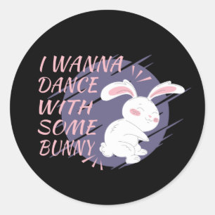 Adesivo Redondo Bunny Quer Dançar Com O Parceiro Dança Clássico Ro