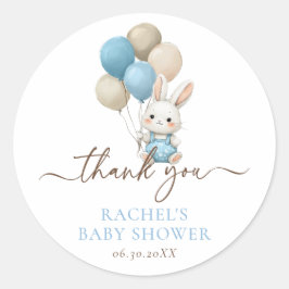 Adesivo Redondo Bunny Rabbit Balloons | Chá Blue Baby Boy