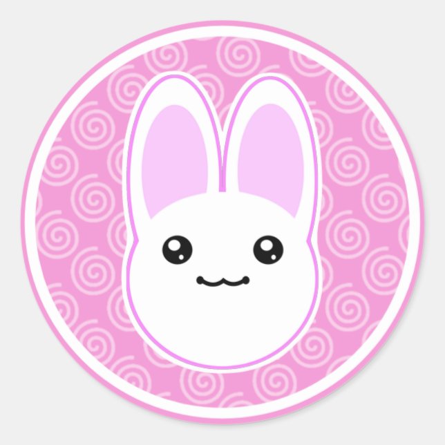 Adesivo Redondo Bunny Rabbit Usagi Kawaii Stickers (Frente)